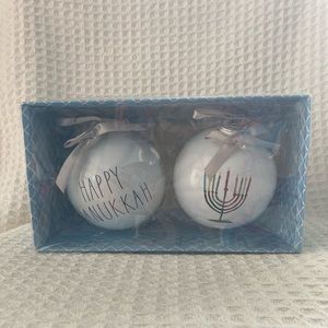 Rae Dunn Set Of 2 Glass Hanukkah Ornaments